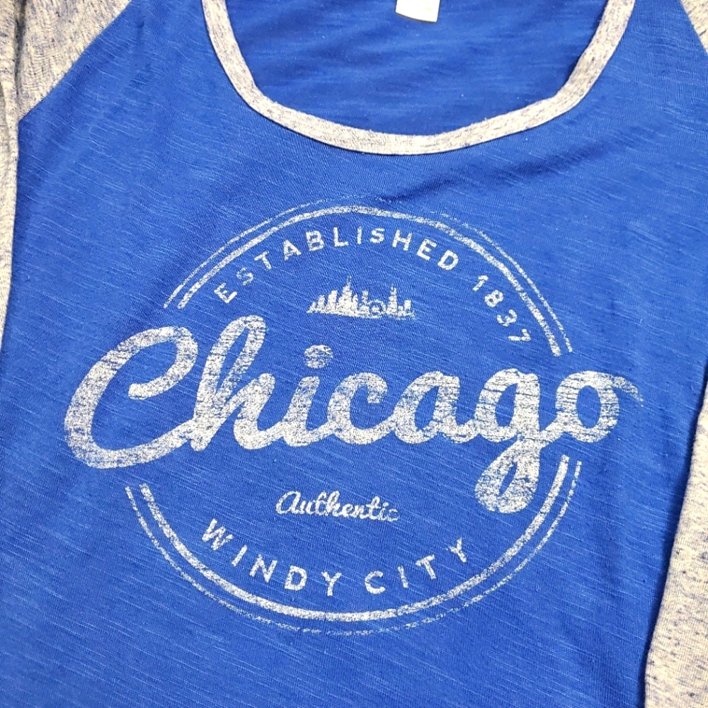 PimaTee Blue Chicago Pull-over Baseball Shirt